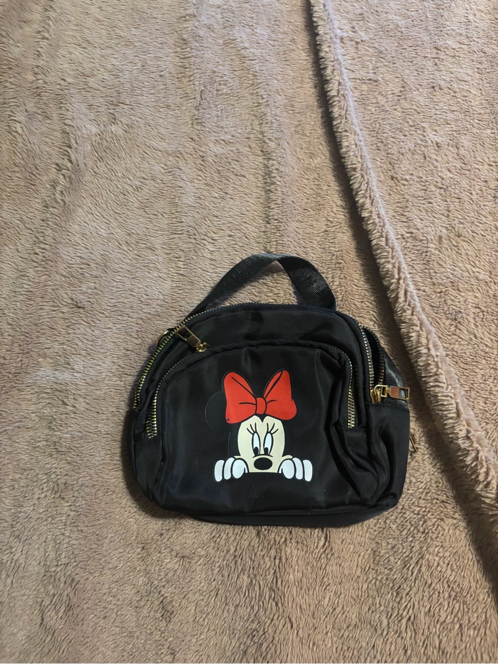 Black Minnie Mouse Mini Tote with Red Bow new